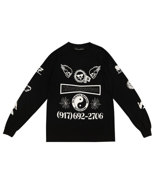 CALL ME 917 'COLLAGE' L/S TEE BLACK