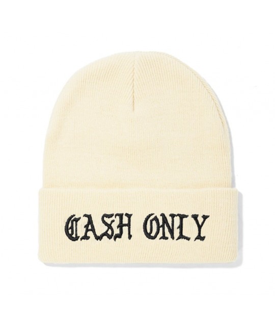 CASH ONLY 'SCRIPT BEANIE' CREAM